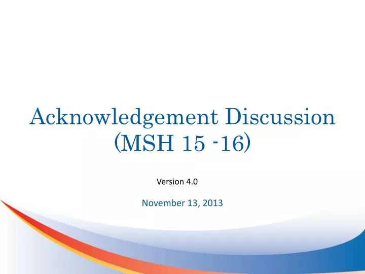 acknowledgement discussion msh 15 16