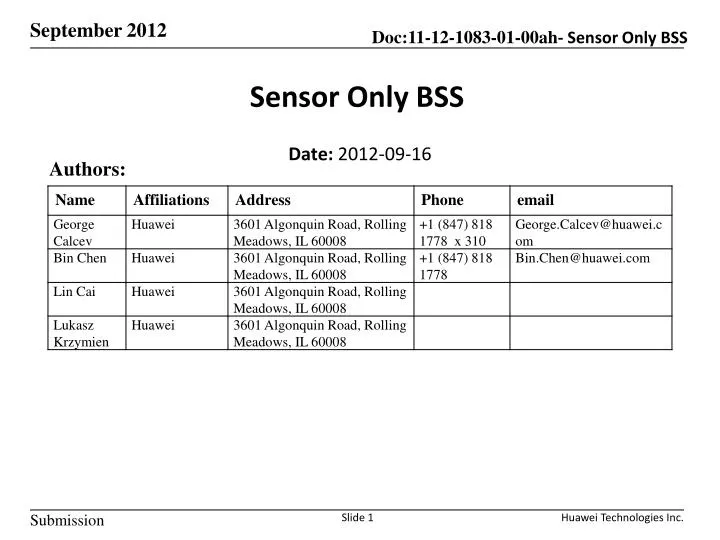sensor only bss