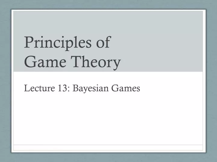 principles of game theory