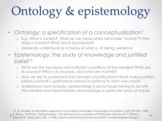 Ontology &amp; epistemology