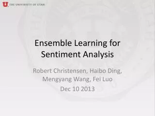 Ensemble Learning for Sentiment Analysis