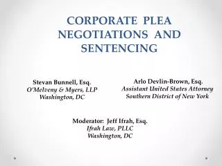 CORPORATE PLEA NEGOTIATIONS AND SENTENCING