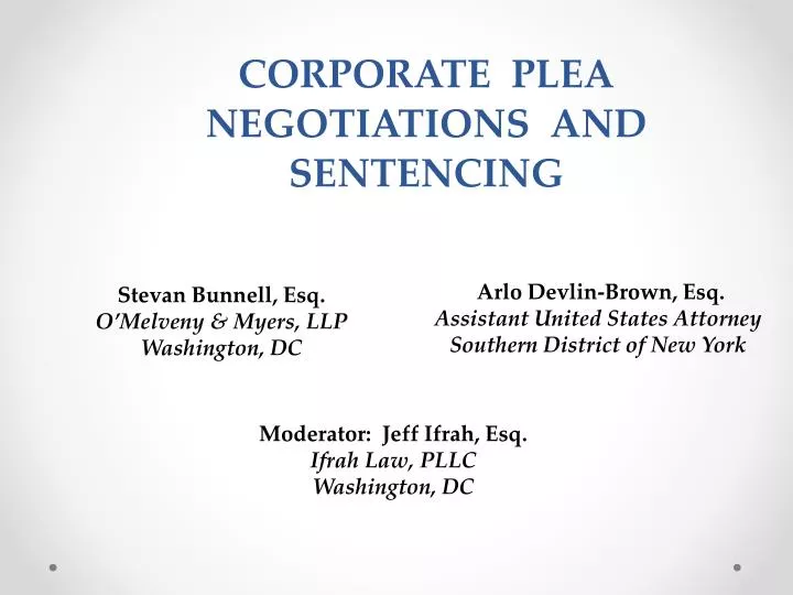 corporate plea negotiations and sentencing
