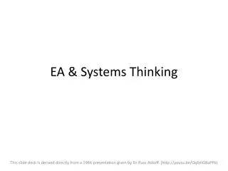 EA &amp; Systems Thinking