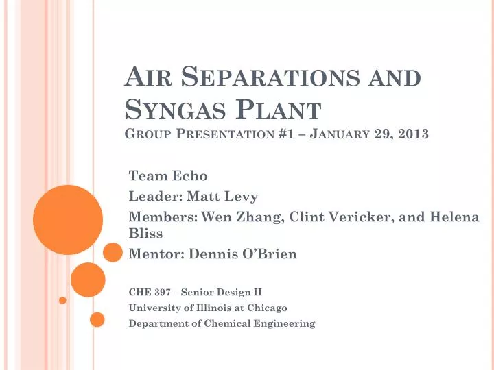 air separations and syngas plant group presentation 1 january 29 2013