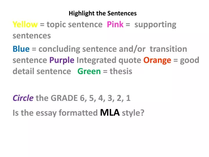 highlight the sentences