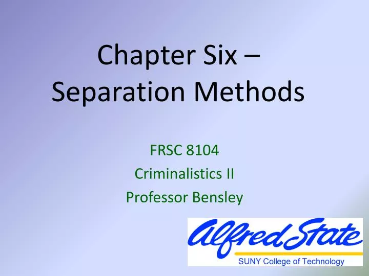 chapter six separation methods