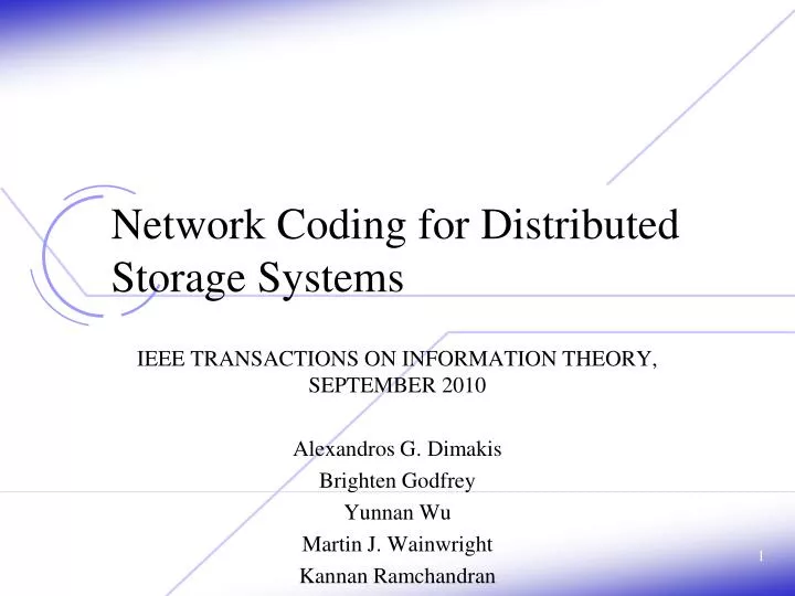 network coding for distributed storage systems