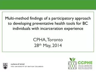 Overview of CCPHE projects