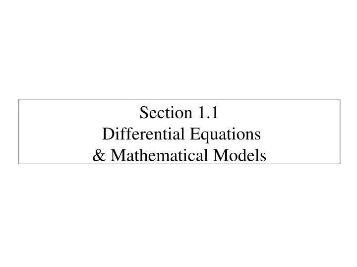 section 1 1 differential equations mathematical models