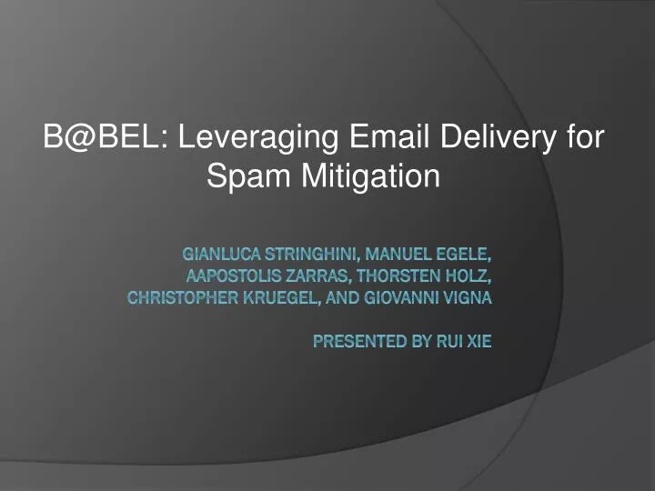 b @bel leveraging email delivery for spam mitigation