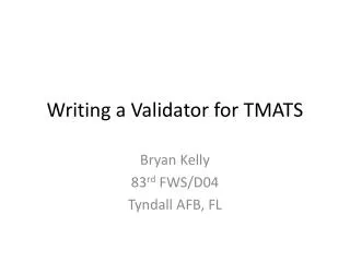 Writing a Validator for TMATS