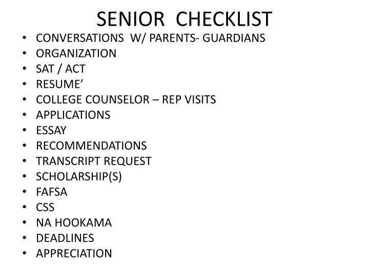 senior checklist