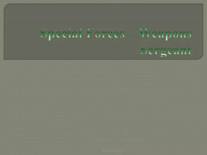 special forces weapons sergeant