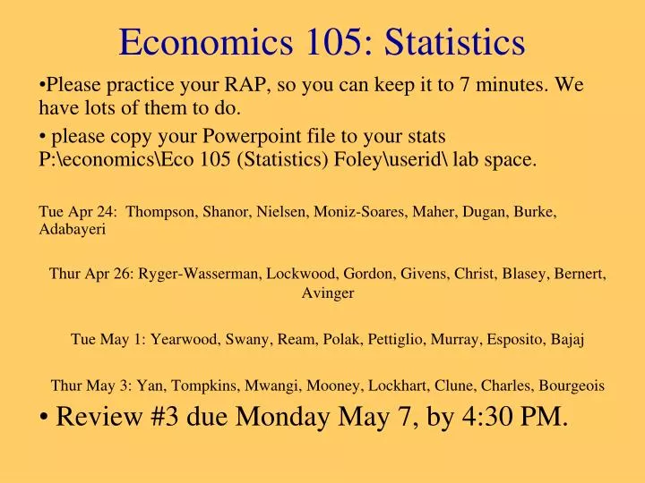 economics 105 statistics