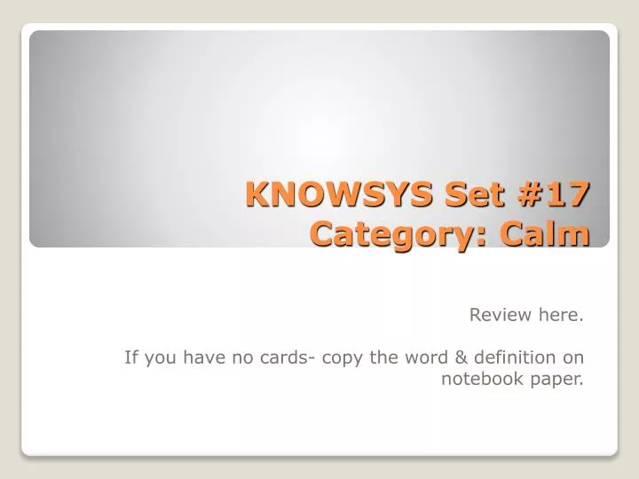 knowsys set 17 category calm