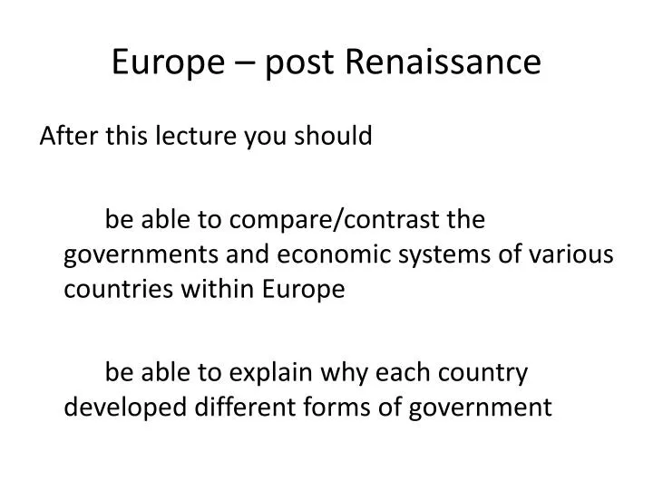 europe post renaissance