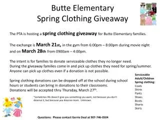 Butte Elementary Spring Clothing Giveaway