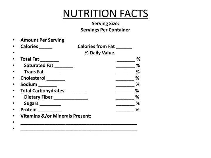 nutrition facts serving size servings per container