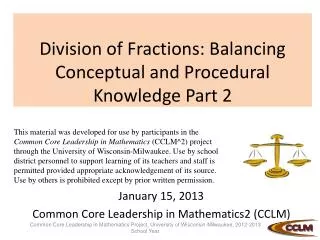 Division of Fractions: Balancing Conceptual and Procedural Knowledge Part 2