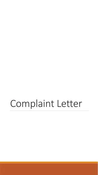 Complaint Letter