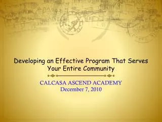 Developing an Effective Program That Serves Your Entire Community