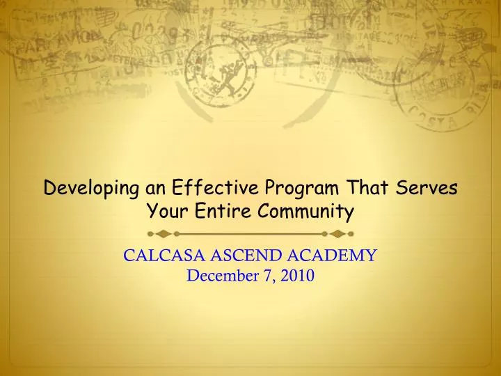developing an effective program that serves your entire community