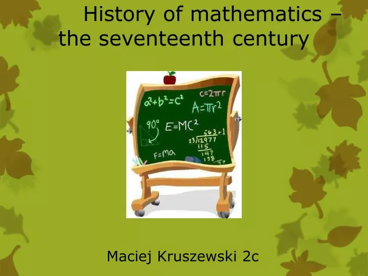 history of mathematics the seventeenth century