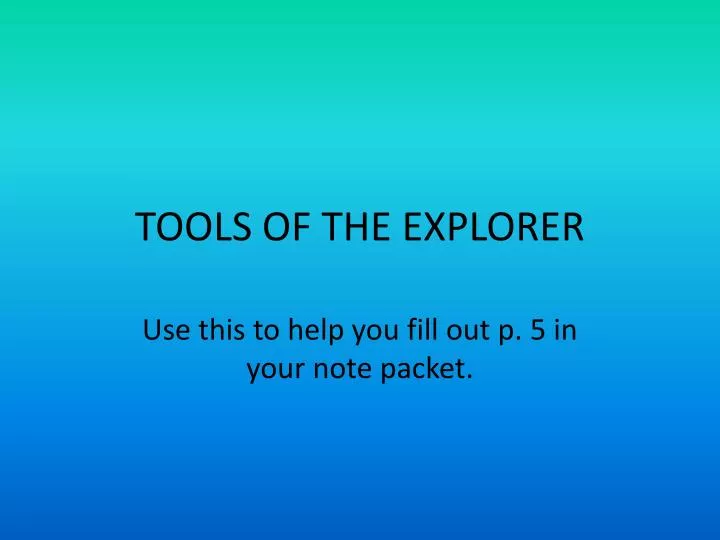 tools of the explorer