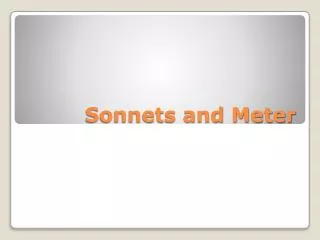 Sonnets and Meter