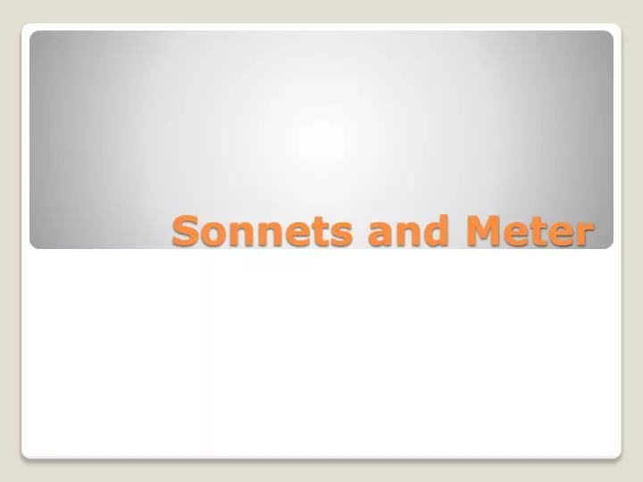 sonnets and meter