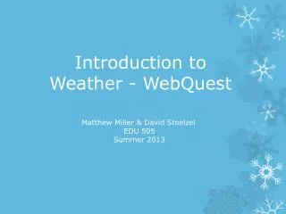 Introduction to Weather - WebQuest