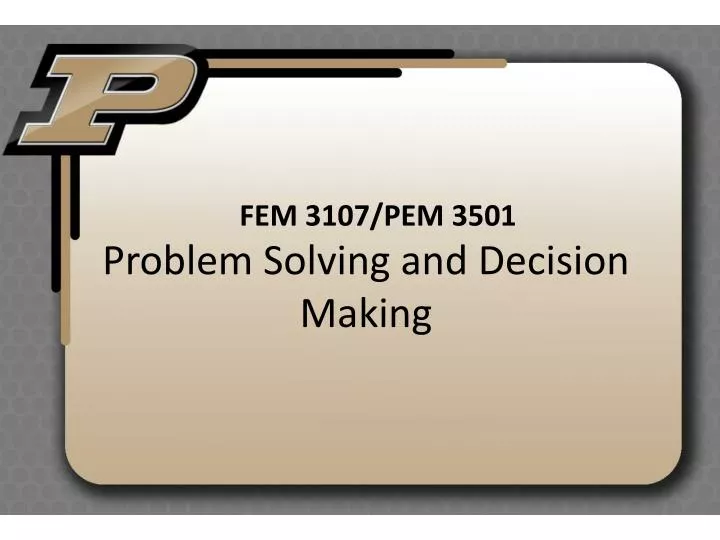 problem solving and decision making