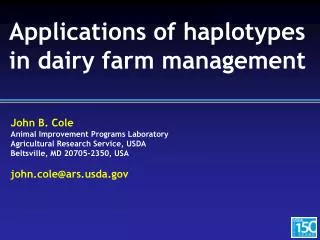 Applications of haplotypes in dairy farm management