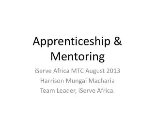 Apprenticeship &amp; Mentoring