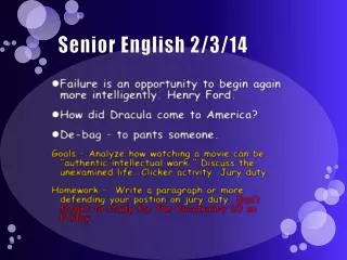 Senior English 2/3/14