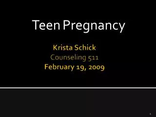 Krista Schick Counseling 511 February 19, 2009