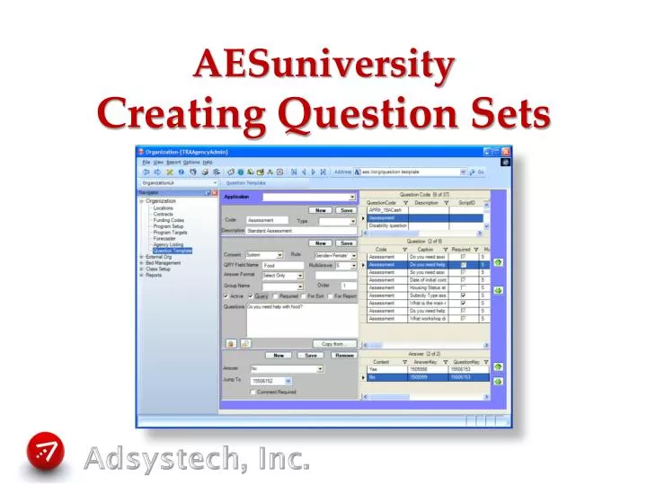 aesuniversity creating question sets