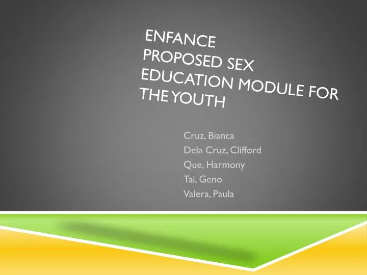 enfance proposed sex education module for the youth