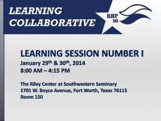 Behavioral Health-Primary Care Integration Learning Collaborative January 30 th , 2014