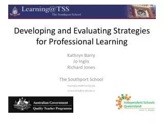 Developing and Evaluating Strategies for Professional Learning