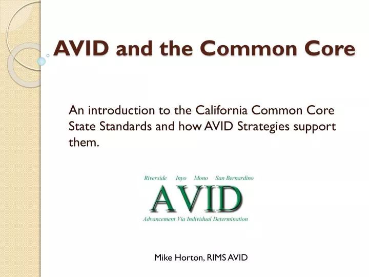 avid and the common core