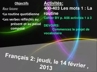 fran ais 2 jeudi le 14 f vrier 2013