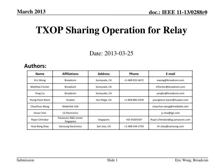 txop sharing operation for relay