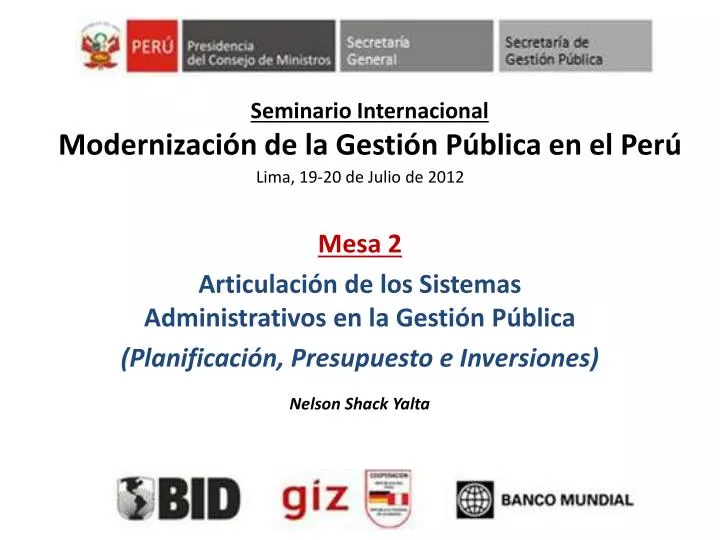 seminario internacional modernizaci n de la gesti n p blica en el per