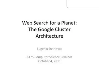 Web Search for a Planet: The Google Cluster Architecture
