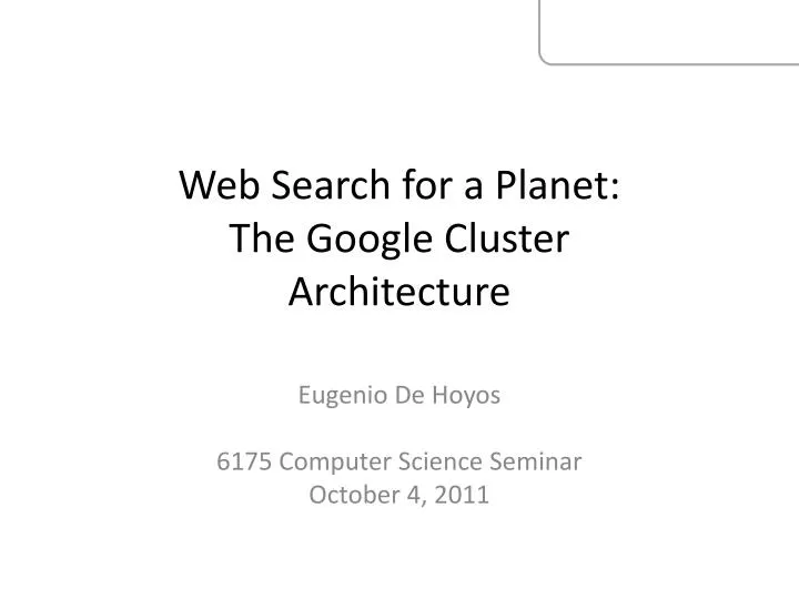web search for a planet the google cluster architecture