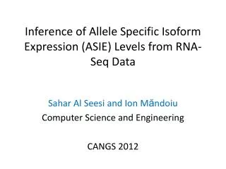 Inference of Allele Specific Isoform Expression (ASIE) Levels from RNA- Seq Data