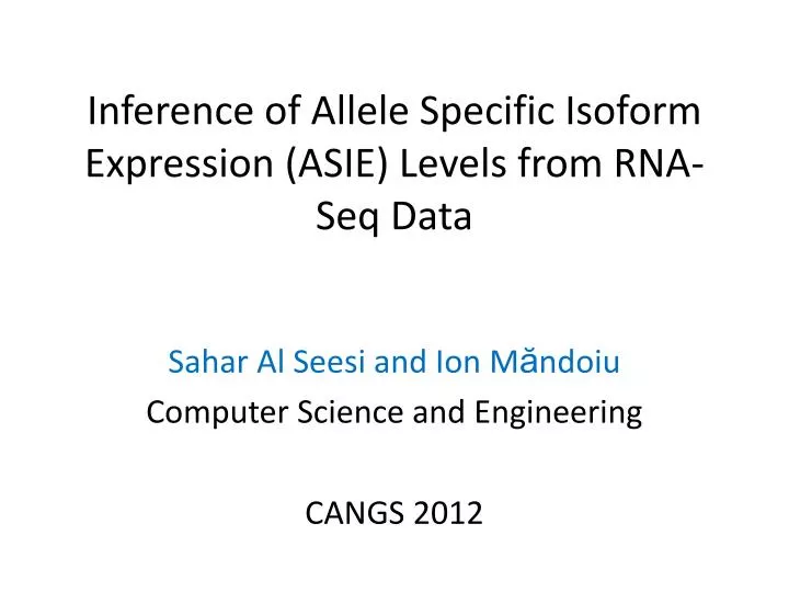 inference of allele specific isoform expression asie levels from rna seq data