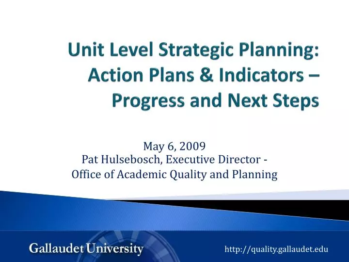 unit level strategic planning action plans indicators progress and next steps